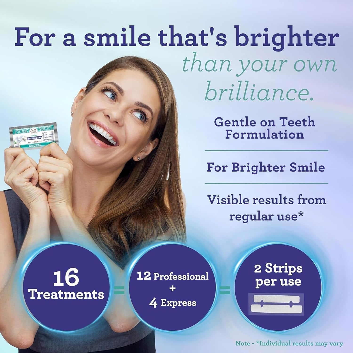 Teeth Whitening Strips - 16-Day Treatment with Non-Slip, Dry Strip Technology - Whitening Designed with Care for a Brighter Smile