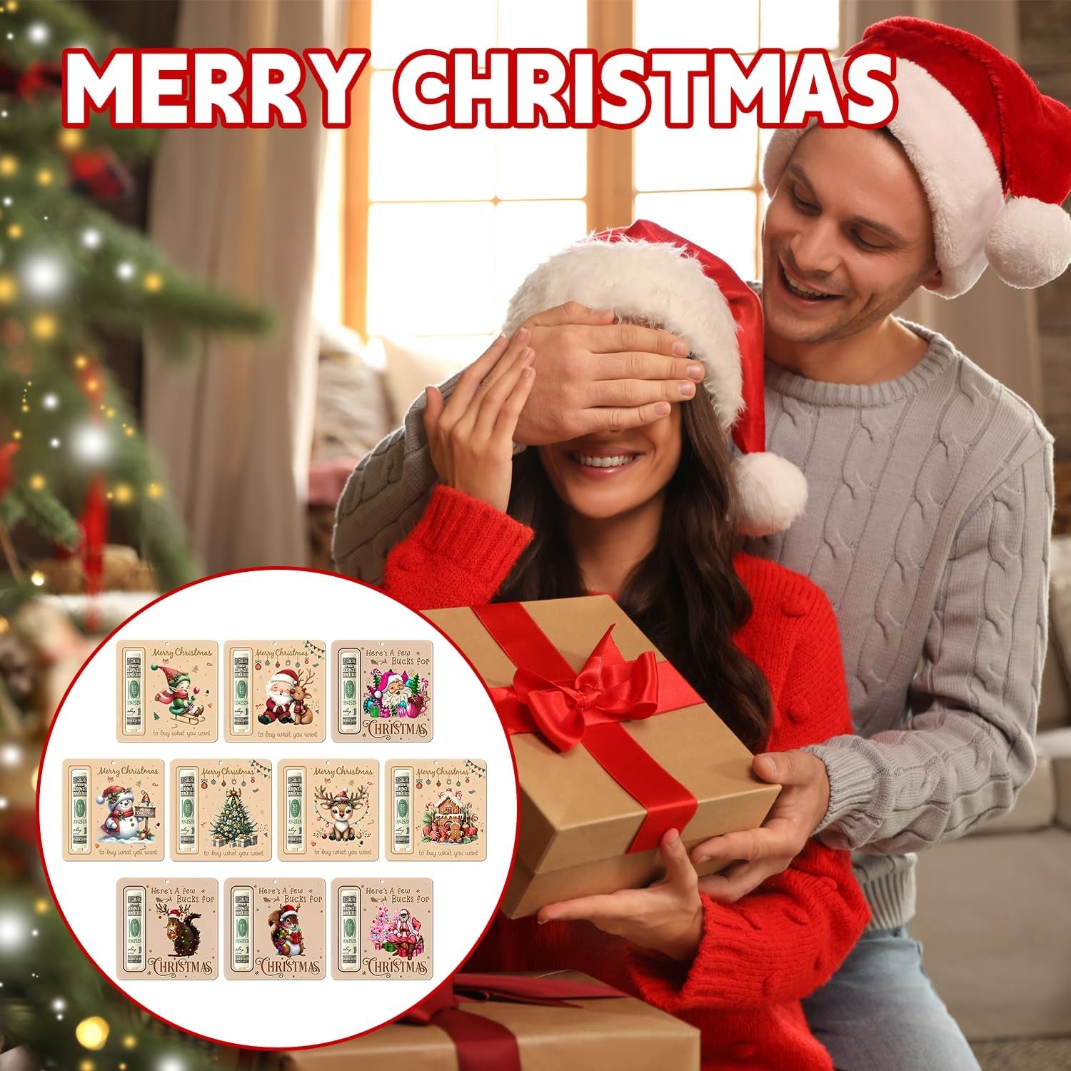 10Pcs Christmas Tree Decorations - Wood Christmas Tree Hanging Ornament Holiday Xmas Ornaments Christmas Decorations Decor Home Indoors Personalized Christmas Money Holder Ornaments