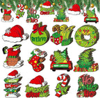 36Pcs Grinch Christmas Tree Decorations - Wood Christmas Tree Hanging Ornament Holiday Xmas Ornaments Christmas Decorations Decor Home Indoors (36Pcs)