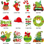 36Pcs Grinch Christmas Tree Decorations - Wood Christmas Tree Hanging Ornament Holiday Xmas Ornaments Christmas Decorations Decor Home Indoors (36Pcs)