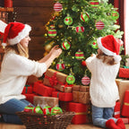 12 Pcs Christmas Tree Ornaments,2.4 Inch Christmas Ball Ornaments for Tree,Red and Green Glittering Hanging Bulbs for Holiday Xmas Decorations