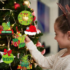 36Pcs Grinch Christmas Tree Decorations - Wood Christmas Tree Hanging Ornament Holiday Xmas Ornaments Christmas Decorations Decor Home Indoors (36Pcs)