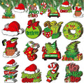 36Pcs Grinch Christmas Tree Decorations - Wood Christmas Tree Hanging Ornament Holiday Xmas Ornaments Christmas Decorations Decor Home Indoors (36Pcs)