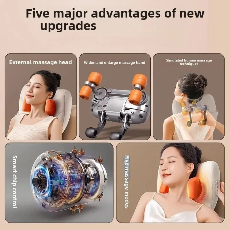 Trapezius Electric Massage Pillow Wireless Car and Home Massager Heating Waist Neck Leg Cervical Shiatsu Kneading