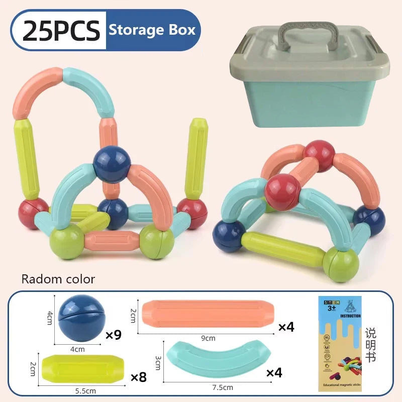 Magnetic Constructor Blocks Set Toys for Kids Magnet Stick Rod Building Blocks Montessori Educational Toys for Children Boy Girl