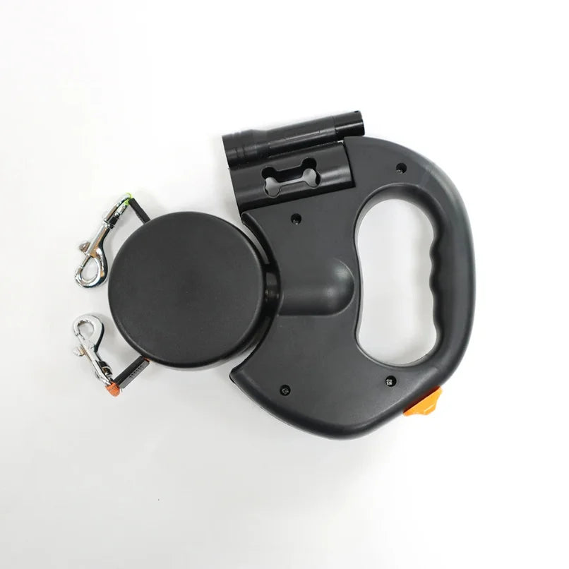 Automatic Retractable Two-End Pet Leash Dog Leash with Flashlight One Tow Two Easy to Walk Your Dog