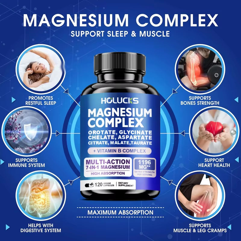High Quality Magnesium Complex Supplement-Bone, Muscle & Heart Health , Sleep Support, Relaxation, Stress & Anxiety Relief