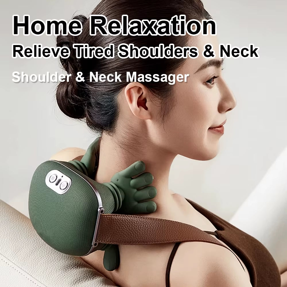 Finger Pressure Neck Massager Heated Back and Shoulder Massager Electric Kneading Neck Deep Massage Muscle Relax